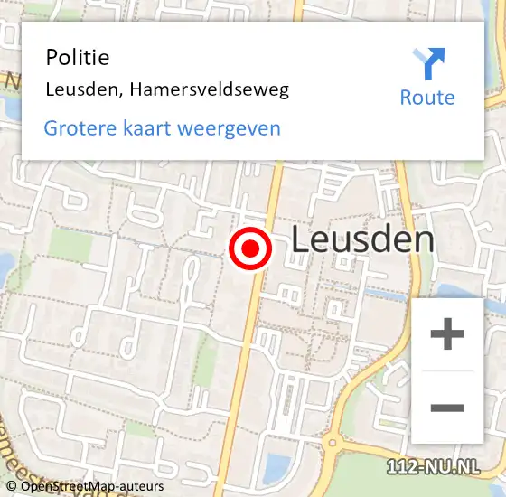 Locatie op kaart van de 112 melding: Politie Leusden, Hamersveldseweg op 31 mei 2024 19:01