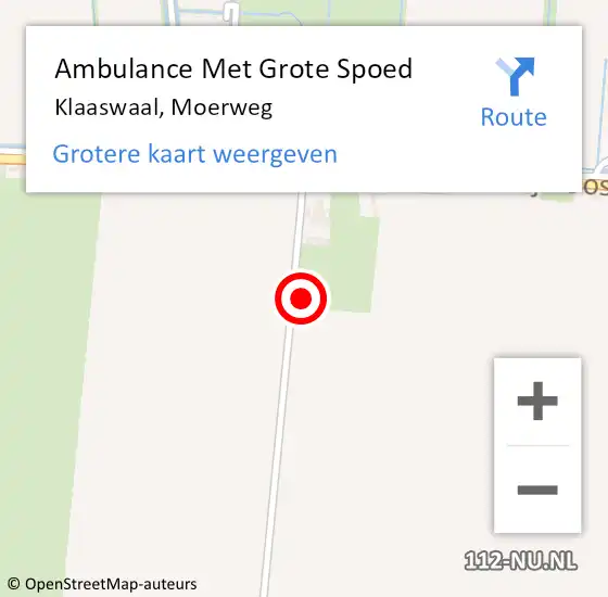 Locatie op kaart van de 112 melding: Ambulance Met Grote Spoed Naar Klaaswaal, Moerweg op 31 mei 2024 19:27