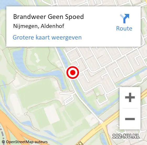 Locatie op kaart van de 112 melding: Brandweer Geen Spoed Naar Nijmegen, Aldenhof op 31 mei 2024 19:29