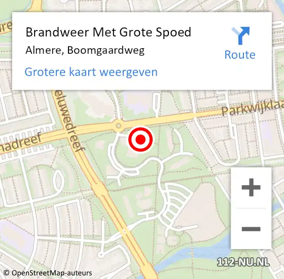 Locatie op kaart van de 112 melding: Brandweer Met Grote Spoed Naar Almere, Boomgaardweg op 31 mei 2024 19:56