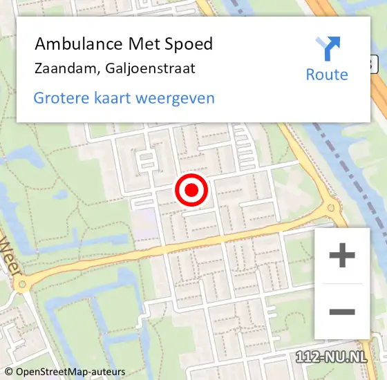 Locatie op kaart van de 112 melding: Ambulance Met Spoed Naar Zaandam, Galjoenstraat op 31 mei 2024 19:58