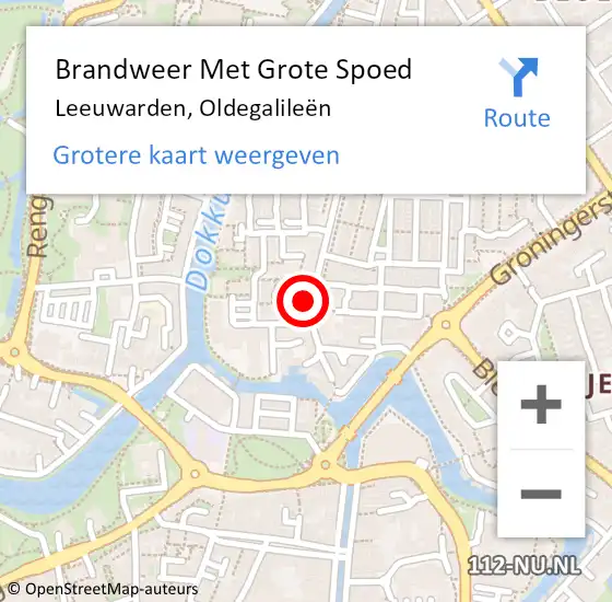 Locatie op kaart van de 112 melding: Brandweer Met Grote Spoed Naar Leeuwarden, Oldegalileën op 31 mei 2024 19:59