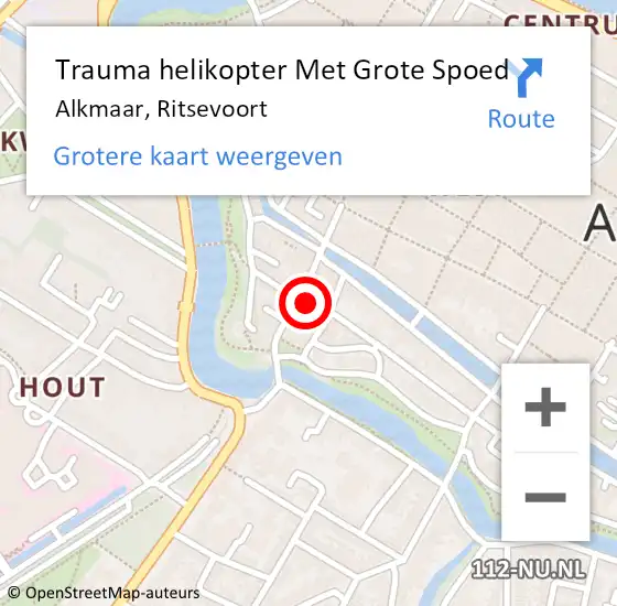 Locatie op kaart van de 112 melding: Trauma helikopter Met Grote Spoed Naar Alkmaar, Ritsevoort op 31 mei 2024 20:03