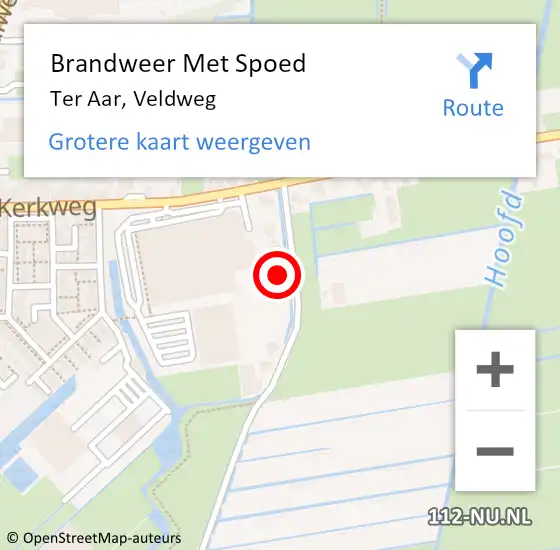 Locatie op kaart van de 112 melding: Brandweer Met Spoed Naar Ter Aar, Veldweg op 31 mei 2024 20:16