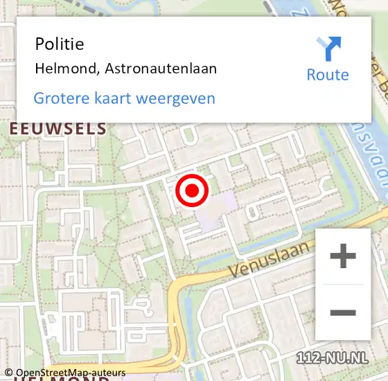 Locatie op kaart van de 112 melding: Politie Helmond, Astronautenlaan op 31 mei 2024 20:22