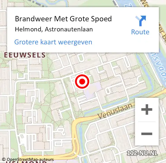 Locatie op kaart van de 112 melding: Brandweer Met Grote Spoed Naar Helmond, Astronautenlaan op 31 mei 2024 20:23