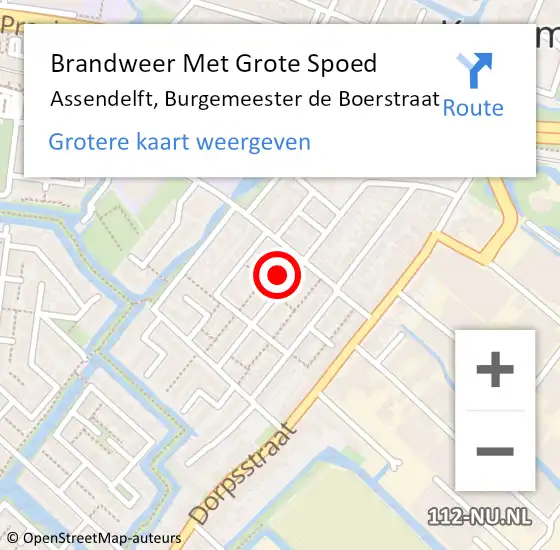 Locatie op kaart van de 112 melding: Brandweer Met Grote Spoed Naar Assendelft, Burgemeester de Boerstraat op 31 mei 2024 20:32