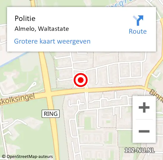 Locatie op kaart van de 112 melding: Politie Almelo, Waltastate op 31 mei 2024 20:43
