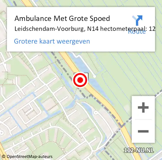 Locatie op kaart van de 112 melding: Ambulance Met Grote Spoed Naar Leidschendam-Voorburg, N14 hectometerpaal: 12 op 31 mei 2024 20:47