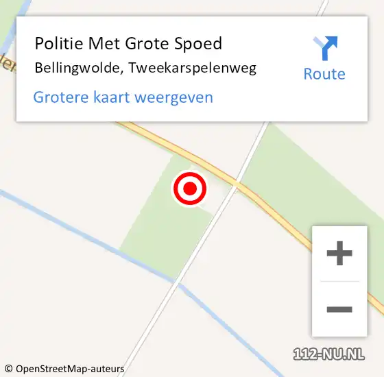 Locatie op kaart van de 112 melding: Politie Met Grote Spoed Naar Bellingwolde, Tweekarspelenweg op 31 mei 2024 20:57