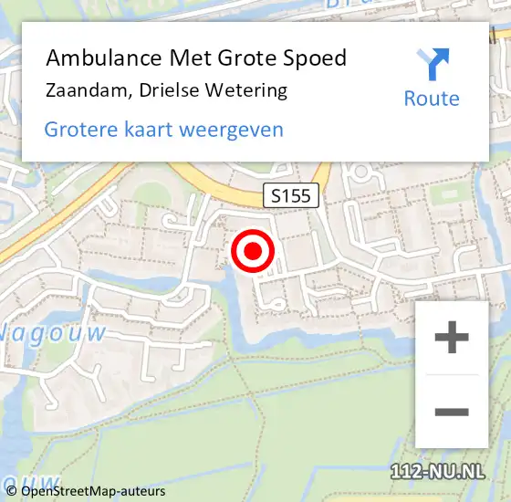 Locatie op kaart van de 112 melding: Ambulance Met Grote Spoed Naar Zaandam, Drielse Wetering op 31 mei 2024 21:04