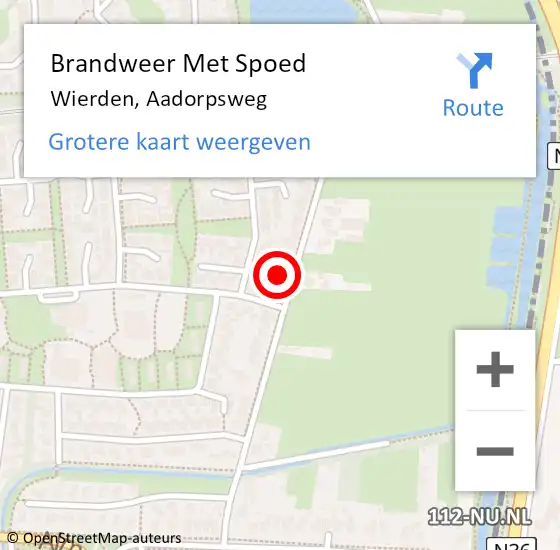 Locatie op kaart van de 112 melding: Brandweer Met Spoed Naar Wierden, Aadorpsweg op 31 mei 2024 21:10