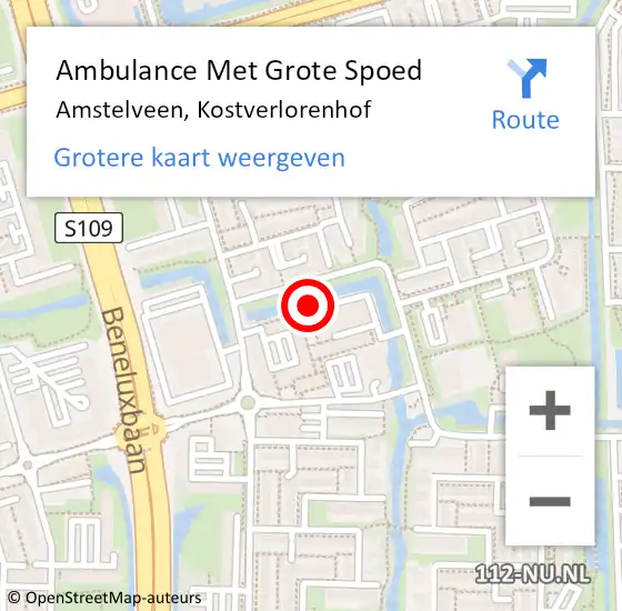 Locatie op kaart van de 112 melding: Ambulance Met Grote Spoed Naar Amstelveen, Kostverlorenhof op 31 mei 2024 21:17