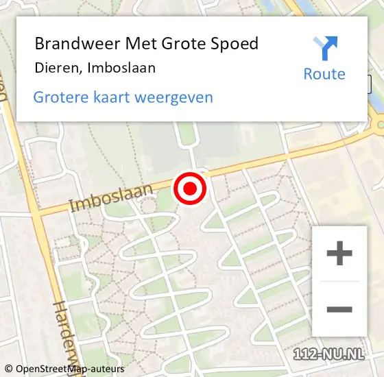 Locatie op kaart van de 112 melding: Brandweer Met Grote Spoed Naar Dieren, Imboslaan op 31 mei 2024 21:25