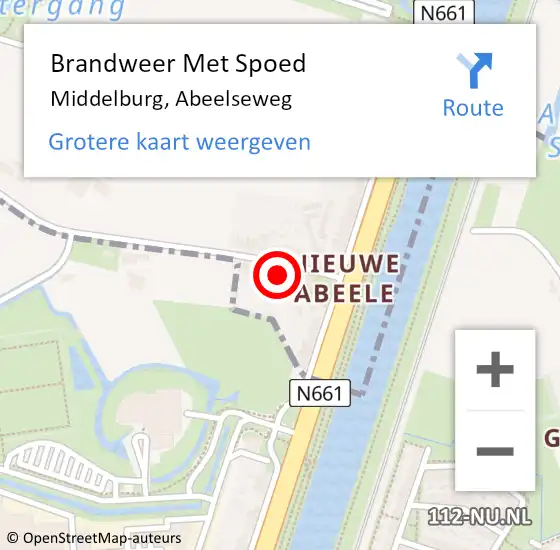 Locatie op kaart van de 112 melding: Brandweer Met Spoed Naar Middelburg, Abeelseweg op 31 mei 2024 21:32