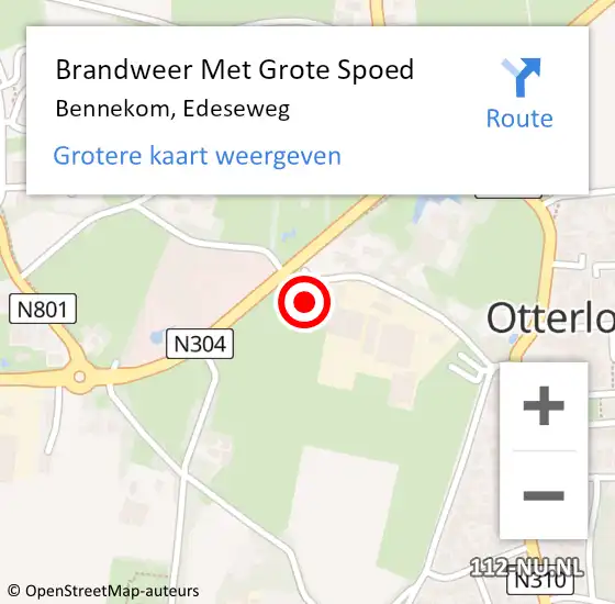 Locatie op kaart van de 112 melding: Brandweer Met Grote Spoed Naar Bennekom, Edeseweg op 31 mei 2024 21:37