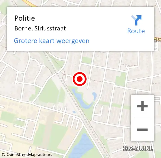 Locatie op kaart van de 112 melding: Politie Borne, Siriusstraat op 31 mei 2024 21:39