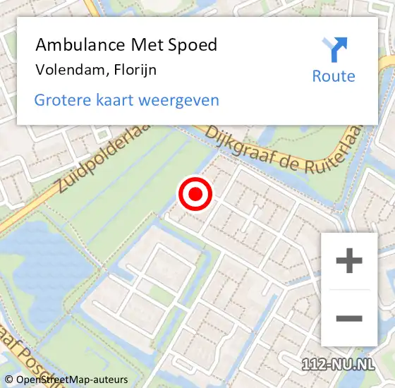 Locatie op kaart van de 112 melding: Ambulance Met Spoed Naar Volendam, Florijn op 31 mei 2024 21:45