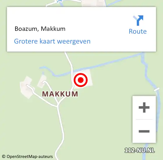 Locatie op kaart van de 112 melding:  Boazum, Makkum op 31 mei 2024 21:46