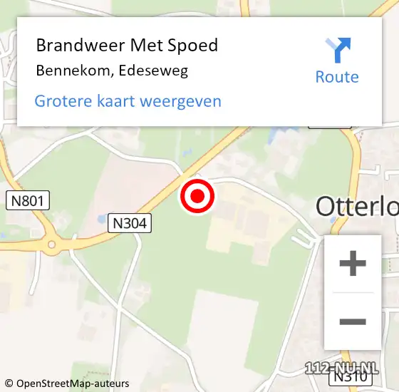 Locatie op kaart van de 112 melding: Brandweer Met Spoed Naar Bennekom, Edeseweg op 31 mei 2024 21:49