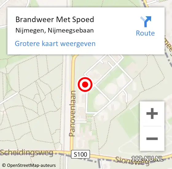 Locatie op kaart van de 112 melding: Brandweer Met Spoed Naar Nijmegen, Nijmeegsebaan op 31 mei 2024 22:00