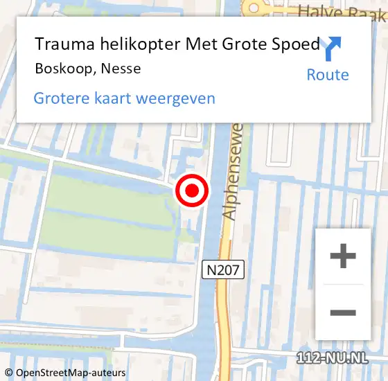 Locatie op kaart van de 112 melding: Trauma helikopter Met Grote Spoed Naar Boskoop, Nesse op 31 mei 2024 22:11