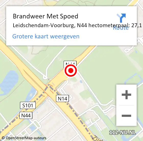Locatie op kaart van de 112 melding: Brandweer Met Spoed Naar Leidschendam-Voorburg, N44 hectometerpaal: 27,1 op 31 mei 2024 22:11