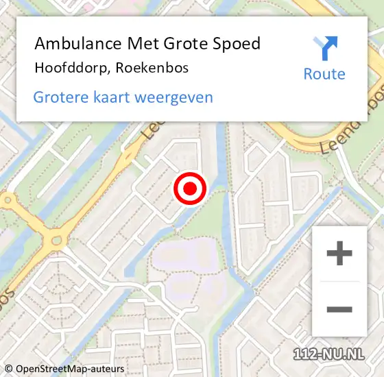 Locatie op kaart van de 112 melding: Ambulance Met Grote Spoed Naar Hoofddorp, Roekenbos op 31 mei 2024 22:16