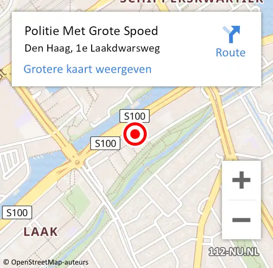 Locatie op kaart van de 112 melding: Politie Met Grote Spoed Naar Den Haag, 1e Laakdwarsweg op 31 mei 2024 22:18