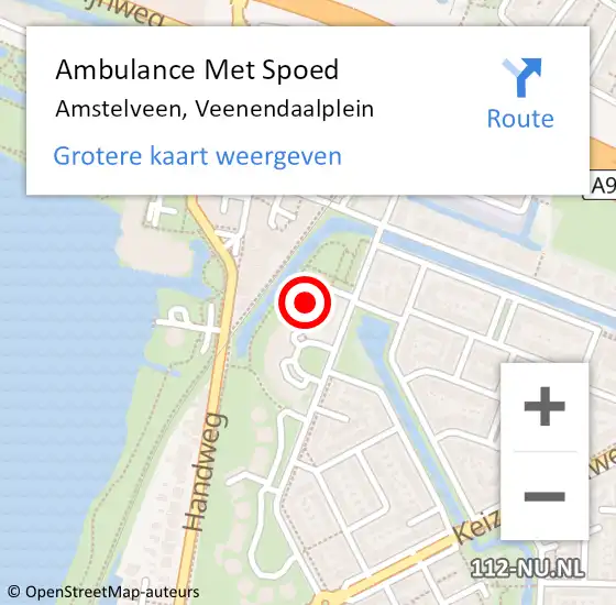 Locatie op kaart van de 112 melding: Ambulance Met Spoed Naar Amstelveen, Veenendaalplein op 31 mei 2024 22:27