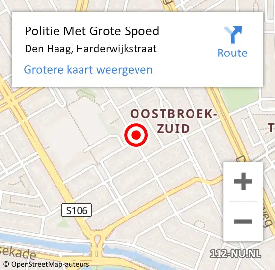 Locatie op kaart van de 112 melding: Politie Met Grote Spoed Naar Den Haag, Harderwijkstraat op 31 mei 2024 22:35