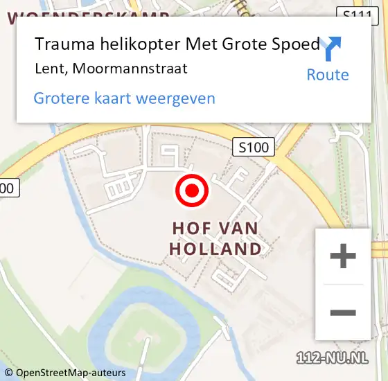 Locatie op kaart van de 112 melding: Trauma helikopter Met Grote Spoed Naar Lent, Moormannstraat op 31 mei 2024 22:43