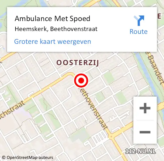 Locatie op kaart van de 112 melding: Ambulance Met Spoed Naar Heemskerk, Beethovenstraat op 31 mei 2024 22:54