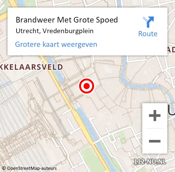 Locatie op kaart van de 112 melding: Brandweer Met Grote Spoed Naar Utrecht, Vredenburgplein op 31 mei 2024 23:03