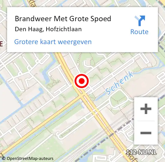 Locatie op kaart van de 112 melding: Brandweer Met Grote Spoed Naar Den Haag, Hofzichtlaan op 31 mei 2024 23:06