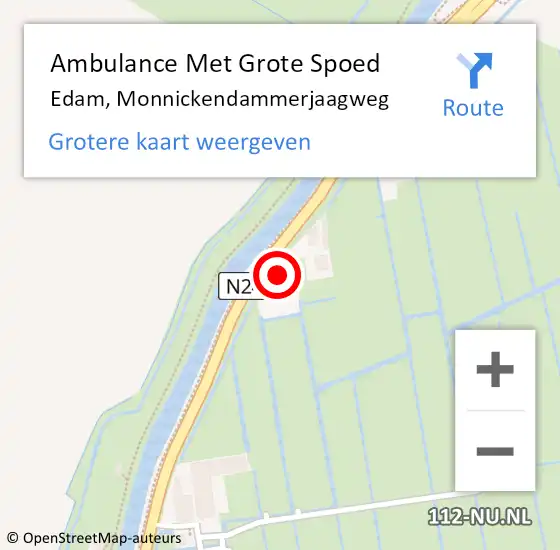Locatie op kaart van de 112 melding: Ambulance Met Grote Spoed Naar Edam, Monnickendammerjaagweg op 31 mei 2024 23:15