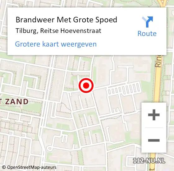 Locatie op kaart van de 112 melding: Brandweer Met Grote Spoed Naar Tilburg, Reitse Hoevenstraat op 31 mei 2024 23:25