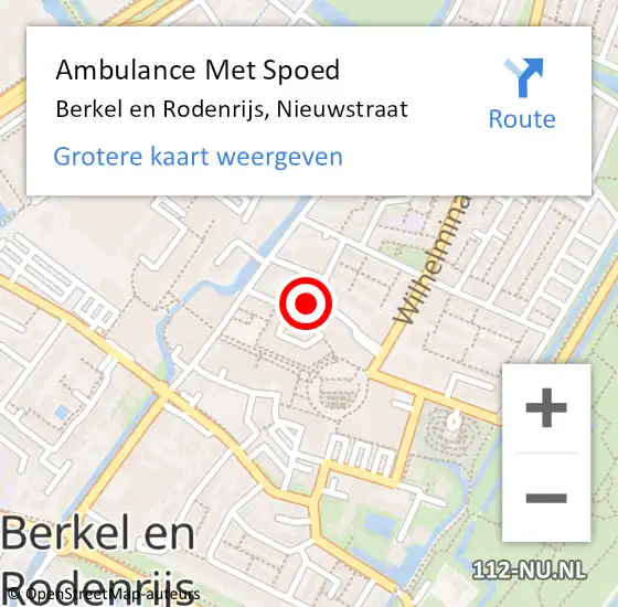 Locatie op kaart van de 112 melding: Ambulance Met Spoed Naar Berkel en Rodenrijs, Nieuwstraat op 1 juni 2024 00:22