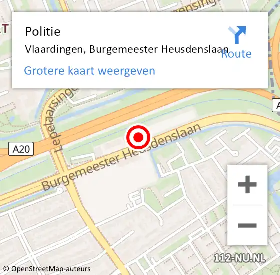 Locatie op kaart van de 112 melding: Politie Vlaardingen, Burgemeester Heusdenslaan op 1 juni 2024 00:25