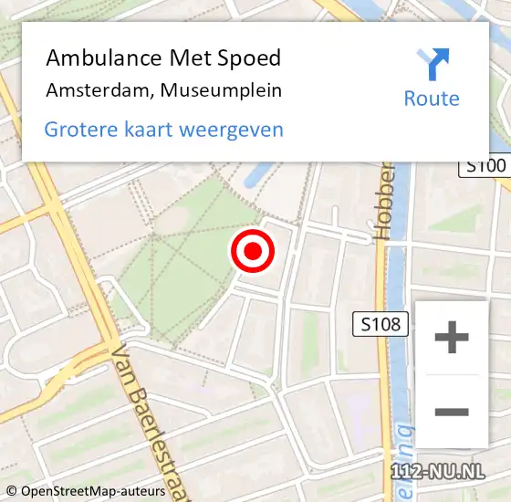 Locatie op kaart van de 112 melding: Ambulance Met Spoed Naar Amsterdam, Museumplein op 1 juni 2024 00:31