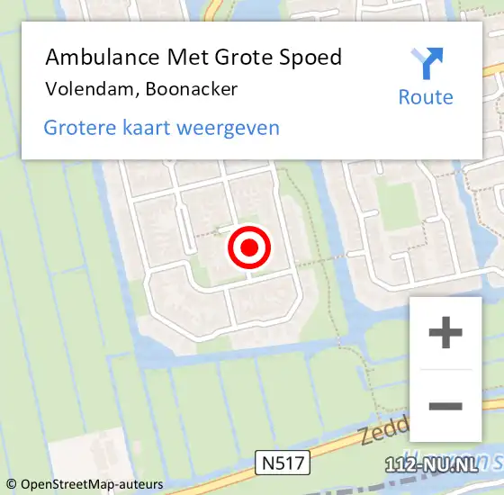 Locatie op kaart van de 112 melding: Ambulance Met Grote Spoed Naar Volendam, Boonacker op 7 oktober 2014 21:29