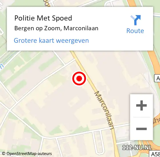 Locatie op kaart van de 112 melding: Politie Met Spoed Naar Bergen op Zoom, Marconilaan op 1 juni 2024 00:48