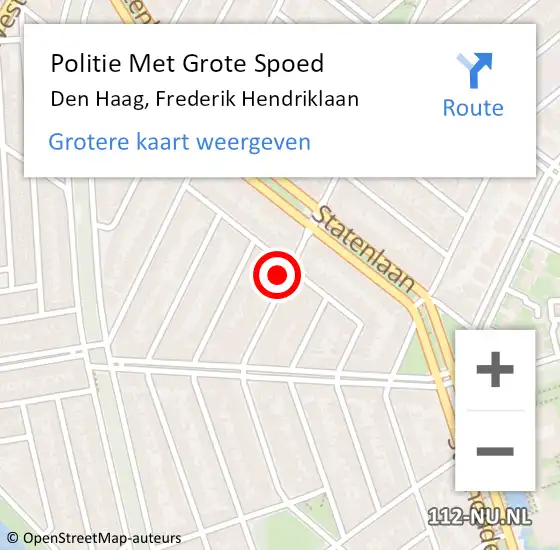 Locatie op kaart van de 112 melding: Politie Met Grote Spoed Naar Den Haag, Frederik Hendriklaan op 1 juni 2024 00:59