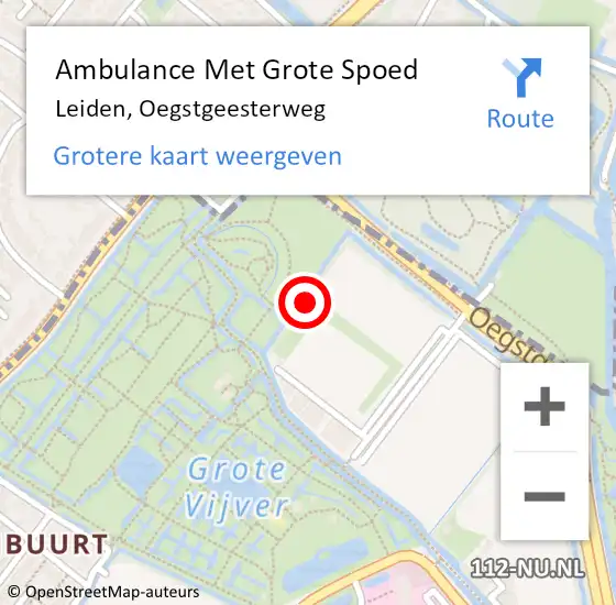 Locatie op kaart van de 112 melding: Ambulance Met Grote Spoed Naar Leiden, Oegstgeesterweg op 1 juni 2024 01:02