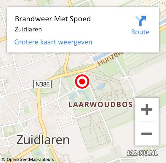 Locatie op kaart van de 112 melding: Brandweer Met Spoed Naar Zuidlaren op 1 juni 2024 01:14