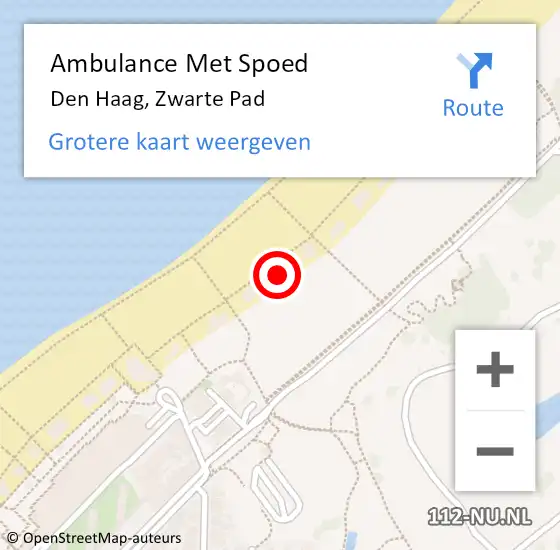 Locatie op kaart van de 112 melding: Ambulance Met Spoed Naar Den Haag, Zwarte Pad op 1 juni 2024 01:44