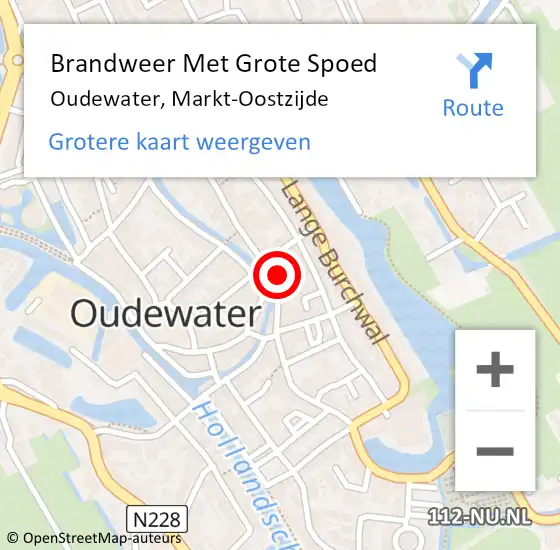 Locatie op kaart van de 112 melding: Brandweer Met Grote Spoed Naar Oudewater, Markt-Oostzijde op 1 juni 2024 01:48