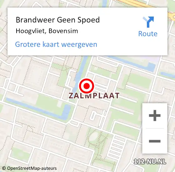 Locatie op kaart van de 112 melding: Brandweer Geen Spoed Naar Hoogvliet, Bovensim op 1 juni 2024 01:54