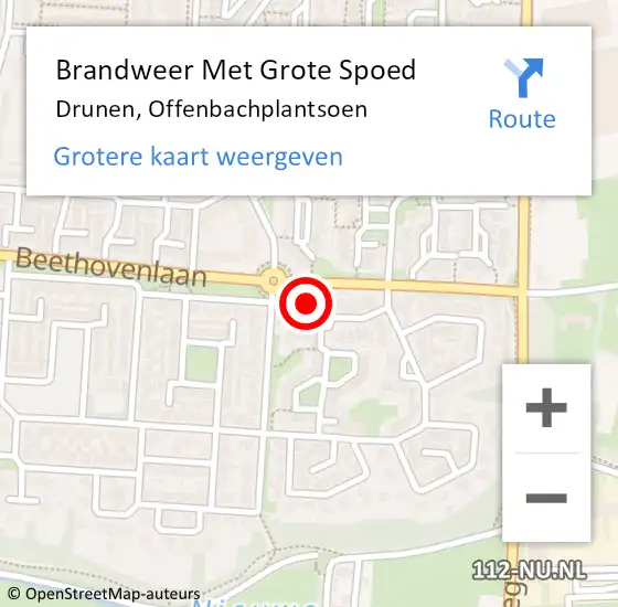 Locatie op kaart van de 112 melding: Brandweer Met Grote Spoed Naar Drunen, Offenbachplantsoen op 1 juni 2024 02:02