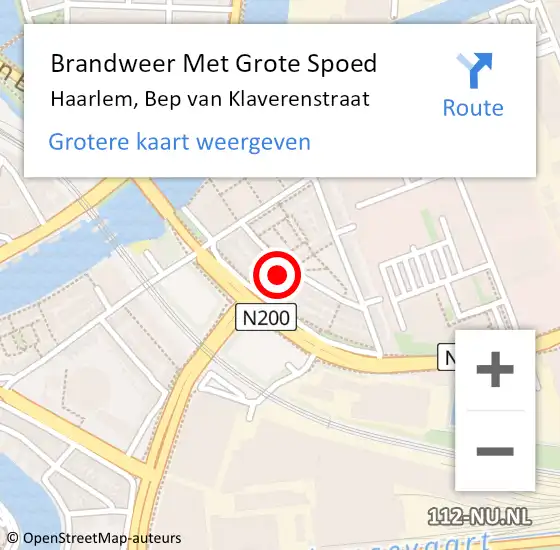 Locatie op kaart van de 112 melding: Brandweer Met Grote Spoed Naar Haarlem, Bep van Klaverenstraat op 1 juni 2024 03:17